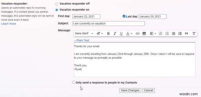 Cách thiết lập Vắng mặt trong Gmail