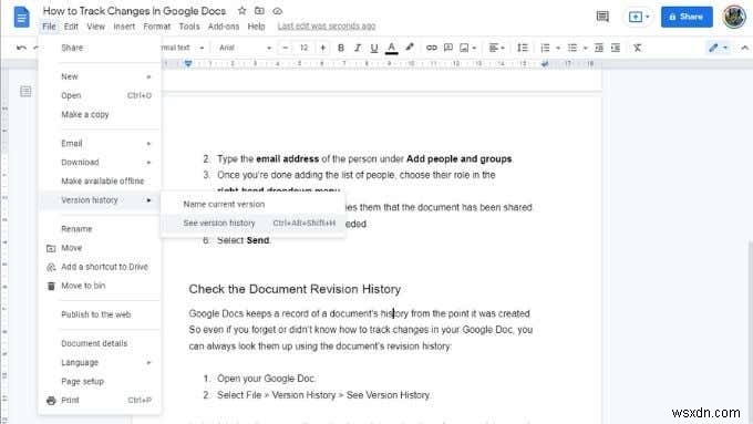 Cách theo dõi các thay đổi trong Google Documents