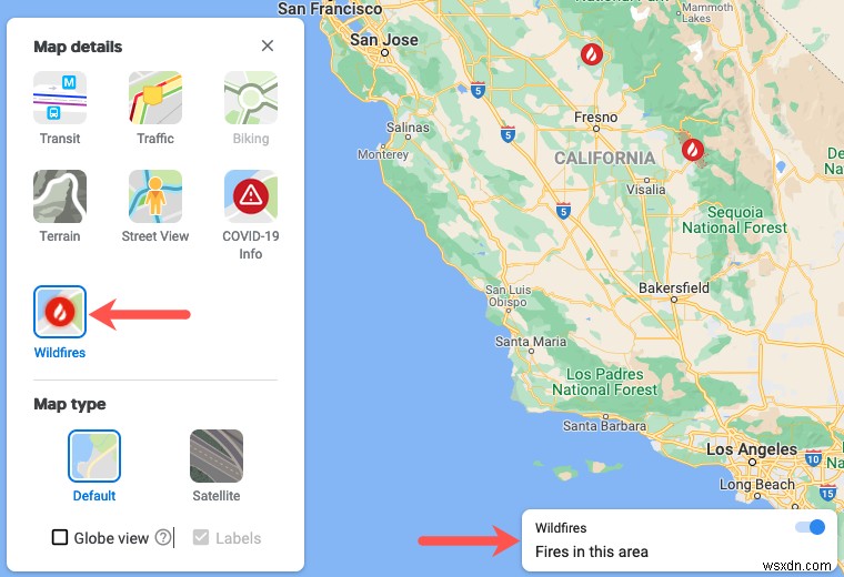 Cách sử dụng theo dõi cháy rừng của Google Maps