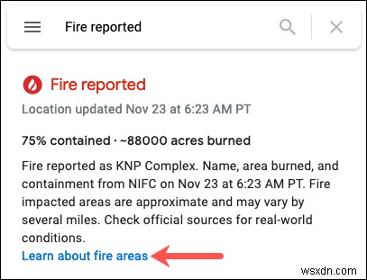 Cách sử dụng theo dõi cháy rừng của Google Maps