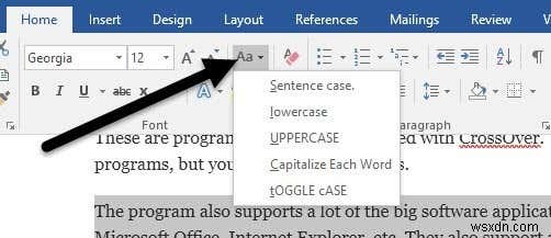 Chuyển văn bản Caps Lock trở lại bình thường trong MS Word 