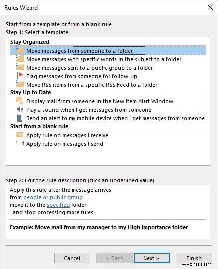 Tự động di chuyển email vào thư mục trong Outlook bằng Quy tắc