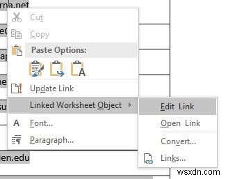 Chèn Trang tính Excel vào Tài liệu Word 
