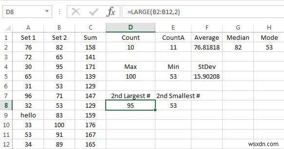 Sử dụng hàm tóm tắt để tóm tắt dữ liệu trong Excel