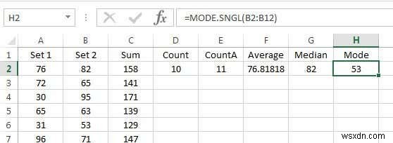 Sử dụng hàm tóm tắt để tóm tắt dữ liệu trong Excel
