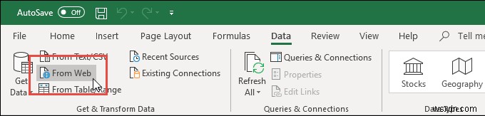 Sử dụng Excel làm công cụ để sao chép dữ liệu từ web 