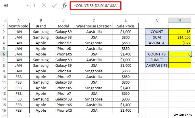 Cách sử dụng COUNTIFS, SUMIFS, AVERAGEIFS trong Excel 