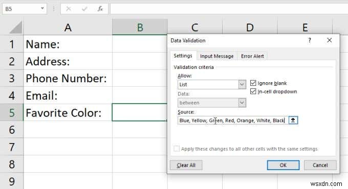 Cách tạo danh sách thả xuống trong Excel