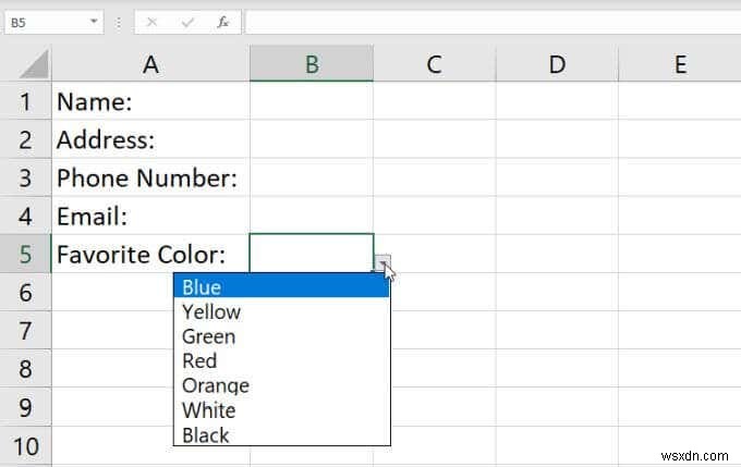 Cách tạo danh sách thả xuống trong Excel