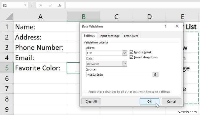 Cách tạo danh sách thả xuống trong Excel