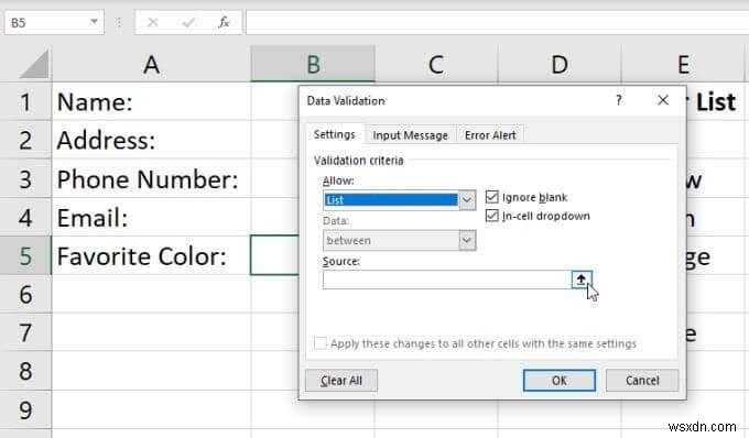 Cách tạo danh sách thả xuống trong Excel