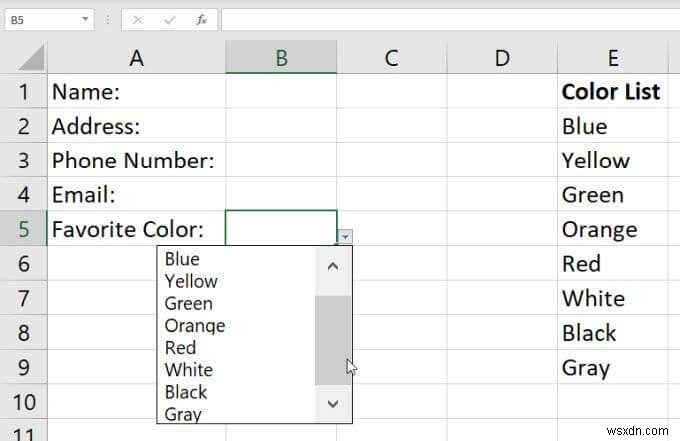 Cách tạo danh sách thả xuống trong Excel