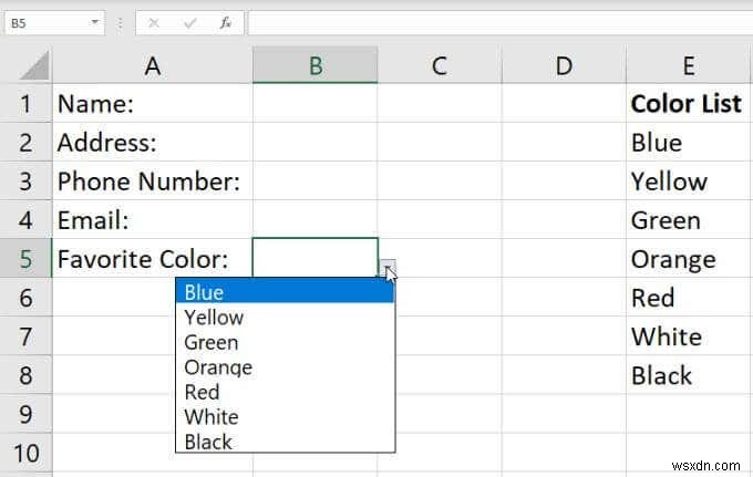 Cách tạo danh sách thả xuống trong Excel