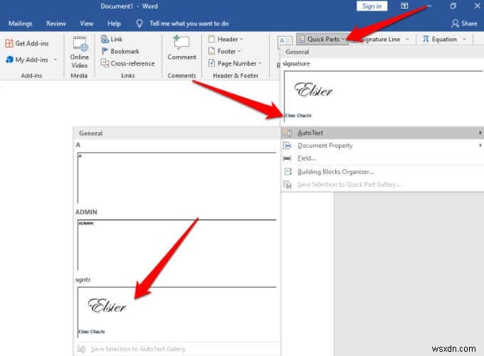 Cách chèn chữ ký vào tài liệu Microsoft Word