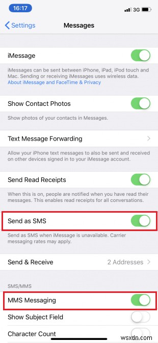 Sửa lỗi iPhone không thể gửi tin nhắn SMS 