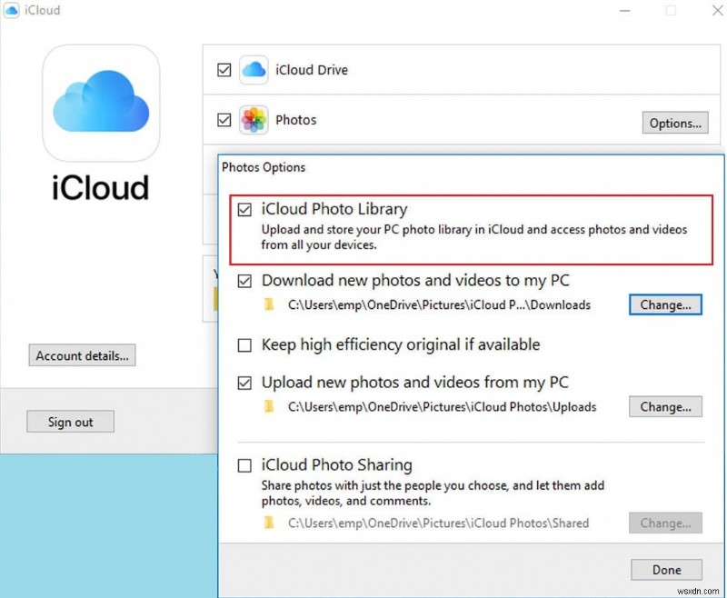 Sửa ảnh iCloud không đồng bộ với PC