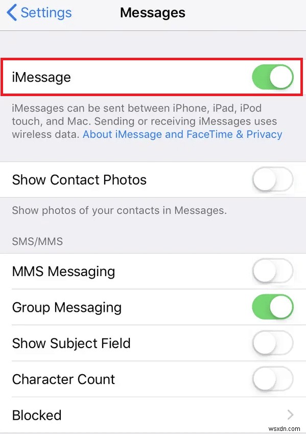 Khắc phục sự cố cần kích hoạt iMessage để gửi tin nhắn này