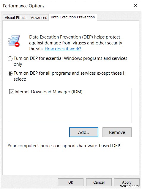 Cách tắt DEP (Ngăn chặn thực thi dữ liệu) trong Windows 10 