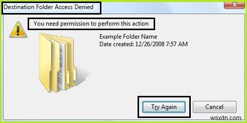 Sửa lỗi truy cập thư mục đích bị từ chối 