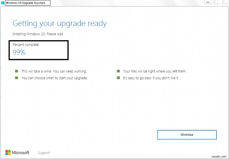 Sửa lỗi trợ lý nâng cấp Windows 10 bị kẹt ở 99% 