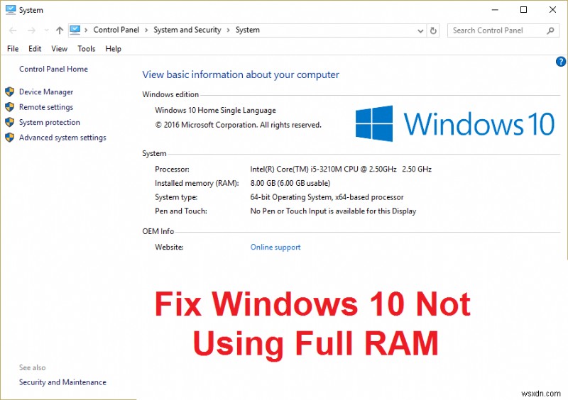 Sửa lỗi Windows 10 không sử dụng đầy đủ RAM 