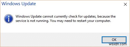 Sửa lỗi Windows Update hiện không thể kiểm tra các bản cập nhật 