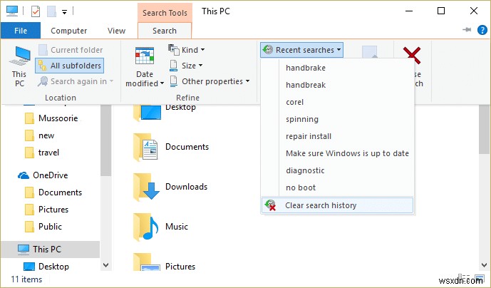 Cách xóa lịch sử tìm kiếm của File Explorer
