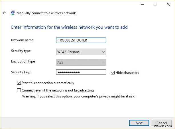 Sửa lỗi Windows không thể kết nối với mạng này 