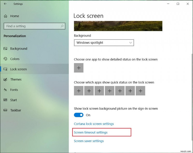 Thay đổi cài đặt thời gian chờ màn hình khóa trong Windows 10 