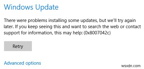 Sửa lỗi cập nhật Windows 10 0x8007042c 