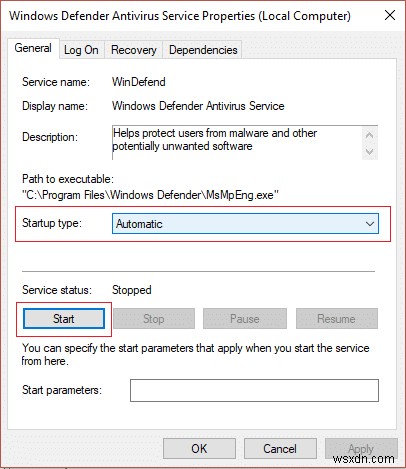 Sửa lỗi Windows Defender không khởi động 