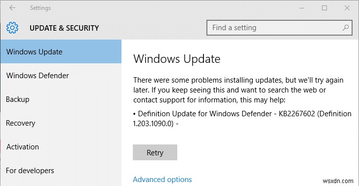 [FIXEDE] Lỗi cập nhật Windows 0x80248007 