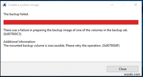 Sửa lỗi Sao lưu Windows không thành công với lỗi 0x807800C5 