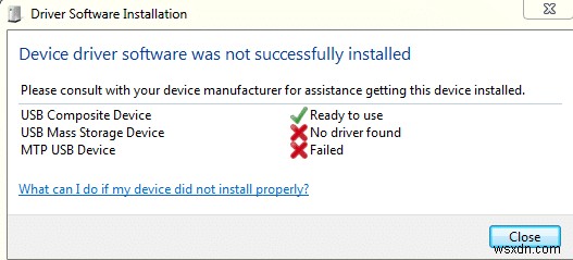 Sửa lỗi cài đặt trình điều khiển thiết bị USB MTP không thành công 