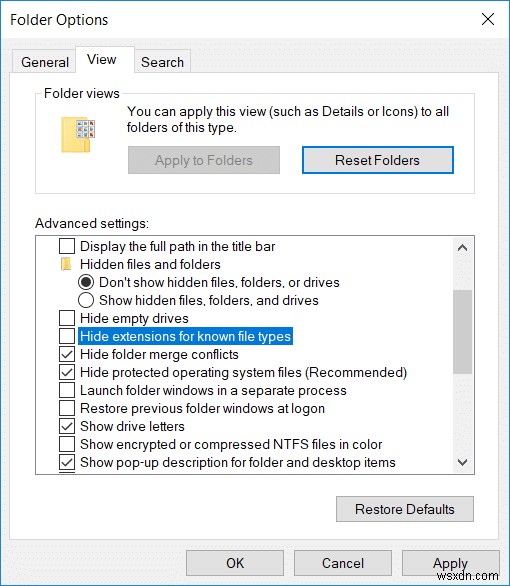 Cách hiển thị phần mở rộng tệp trong Windows 10 