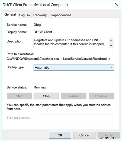 Sửa lỗi DHCP không được bật cho WiFi trong Windows 10 