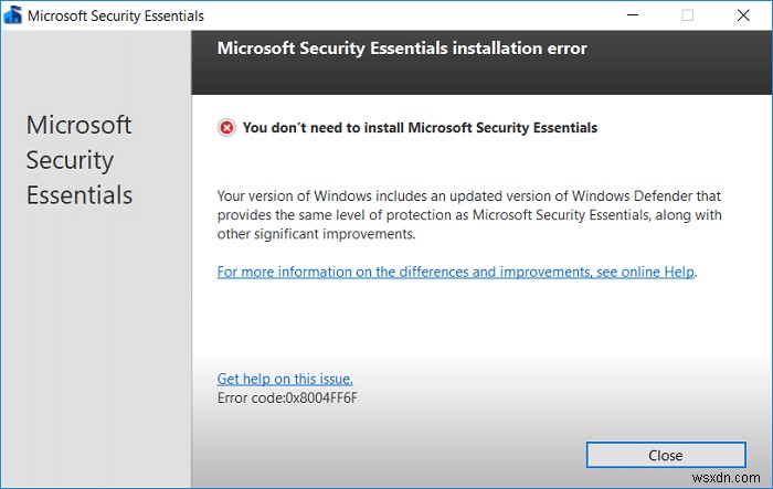 Gỡ cài đặt Microsoft Security Essentials trong Windows 10 