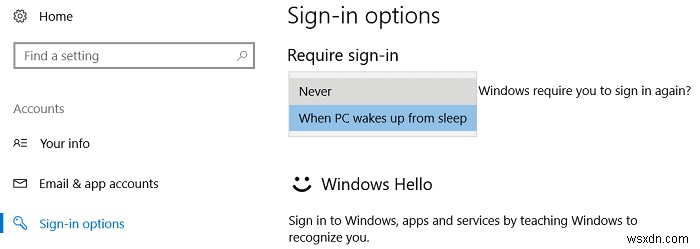 Tắt mật khẩu sau khi ngủ trong Windows 10 