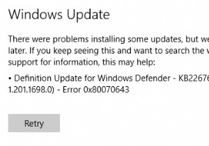 Sửa lỗi Cập nhật Bộ bảo vệ Windows không thành công với lỗi 0x80070643 
