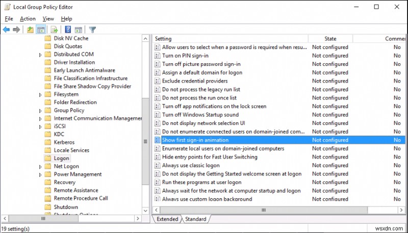 Bật hoặc tắt Hoạt ảnh đăng nhập lần đầu của người dùng trong Windows 10