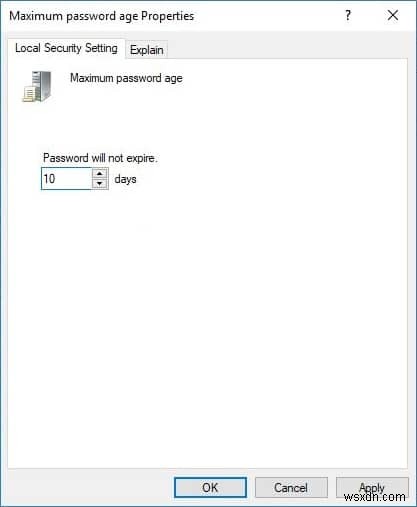 Thay đổi độ tuổi mật khẩu tối đa và tối thiểu trong Windows 10