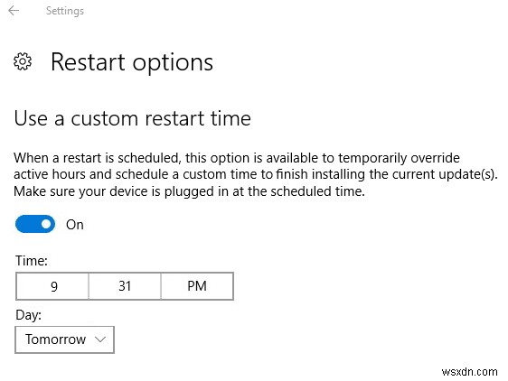 Tắt Giờ Hoạt động cho Bản cập nhật Windows 10 