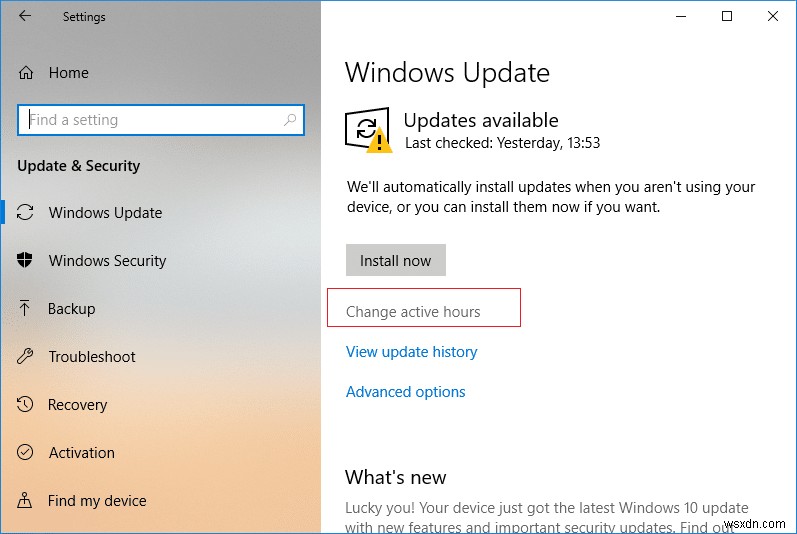 Cách thay đổi giờ hoạt động cho bản cập nhật Windows 10