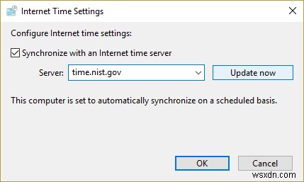 Đồng bộ hóa Đồng hồ Windows 10 với Máy chủ Thời gian Internet 