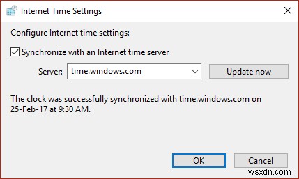 Đồng bộ hóa Đồng hồ Windows 10 với Máy chủ Thời gian Internet 