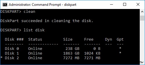 Làm sạch đĩa bằng Diskpart Clean Command trong Windows 10 