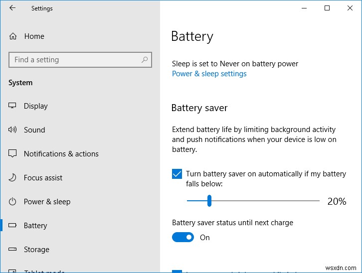 Cách bật hoặc tắt trình tiết kiệm pin trong Windows 10 