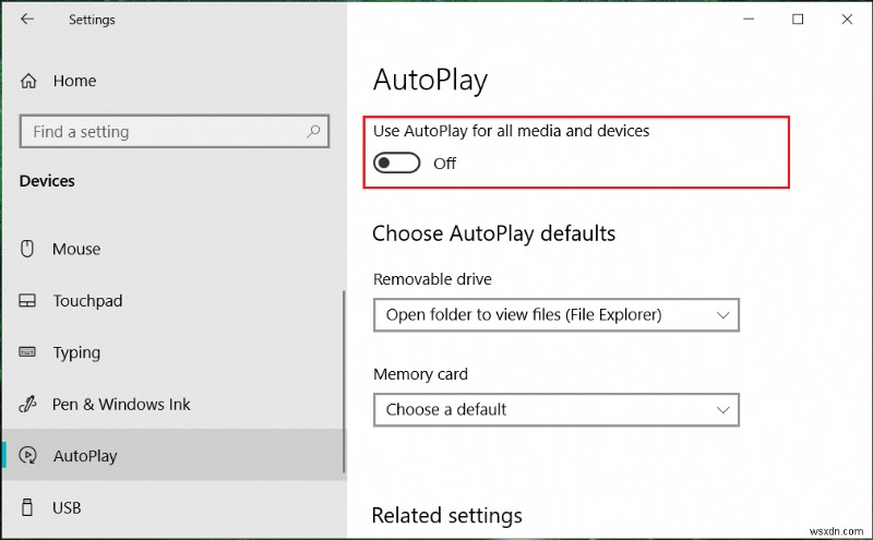 Bật hoặc tắt Tự động phát trong Windows 10 