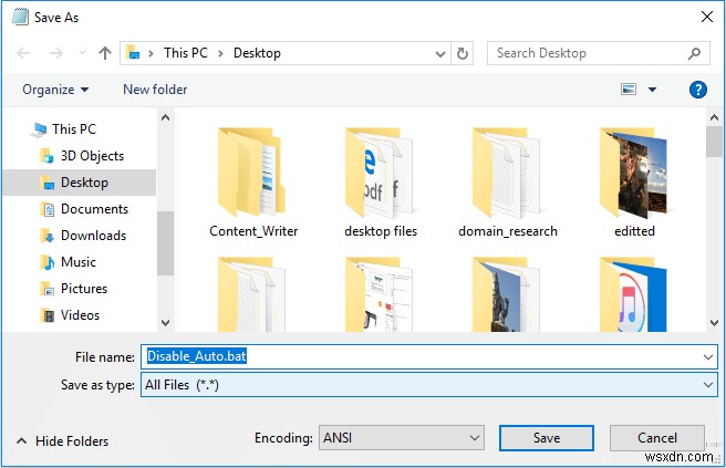 Tắt tính năng Tự động sắp xếp trong Thư mục trong Windows 10 