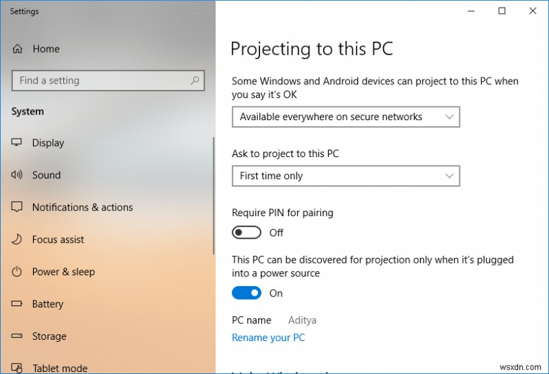 Kết nối với Màn hình không dây bằng Miracast trong Windows 10 